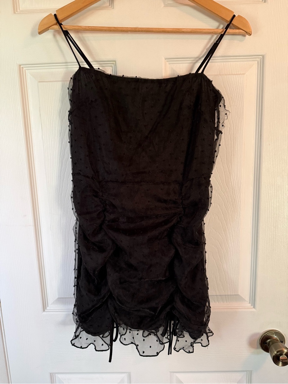 Black Rouched Mesh Mini Dress